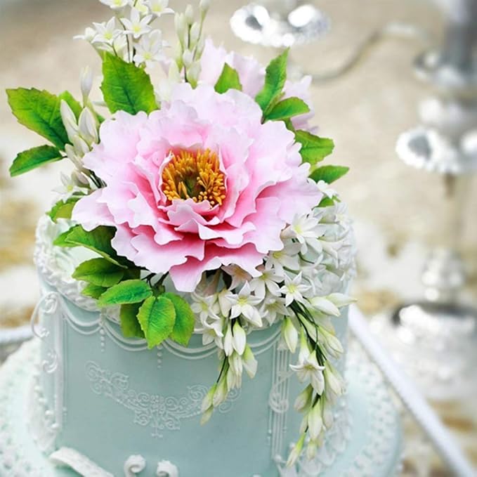 SK 5-Piece Peony Fondant Cutters Set Sugarcraft Modeling Tools Kit for Cake Decoration White