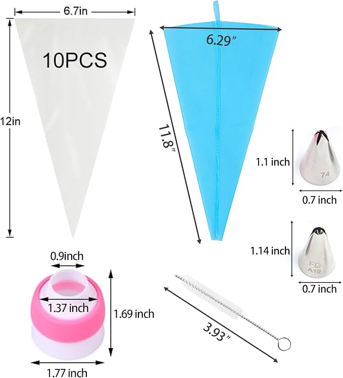 82Pack Large Russian Flower Nozzles for Cake Decorating Stainless Steel Buttercream Bouquet Nozzles,Includes 65 Large Flower Nozzles,2 Leafs, 2 Converters,2 Brushes,1 Silicone,10 Framing Bags