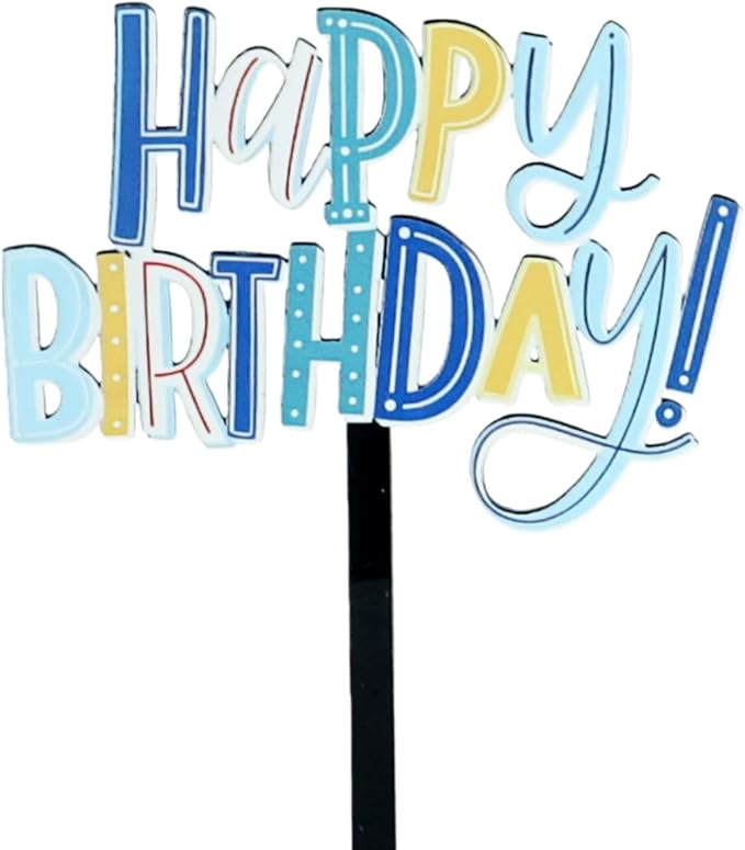 ZHENGYE Happy Birthday Cake Topper Blue Decoration For Birthday Decorations Supplies
