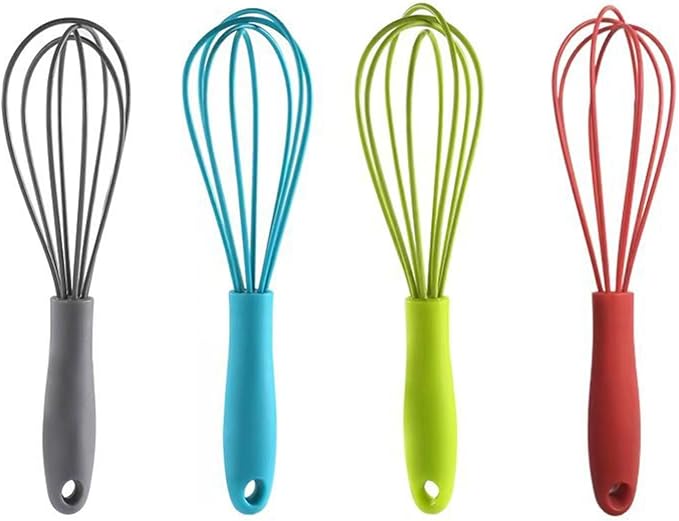 Silicone Eggs Beater Handheld Whisk Cream Foam Maker n Slip Eggs Blender Silicone Eggs Whiskers Portable Red