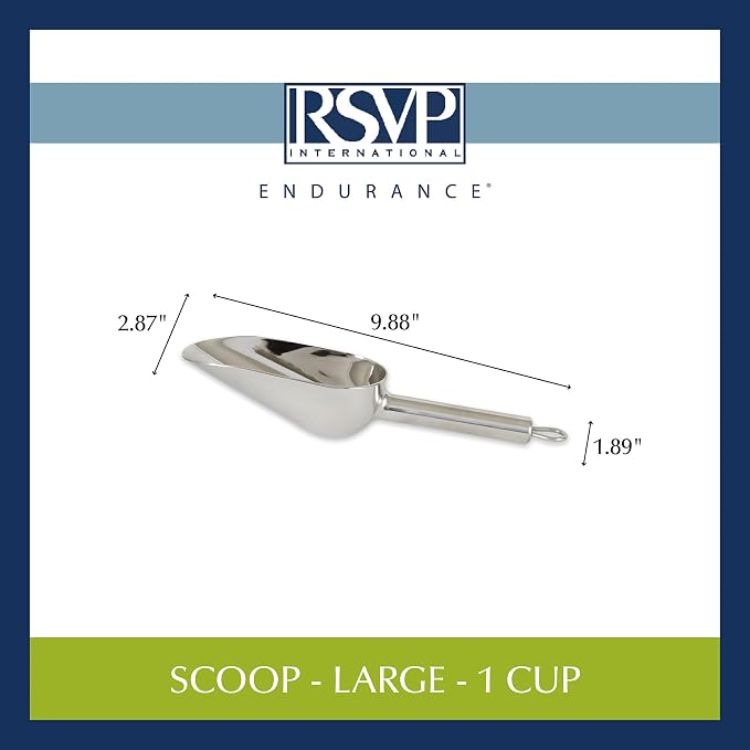 RSVP International Endurance Stainless Steel Measuring Scoop Collection, 1-Cup