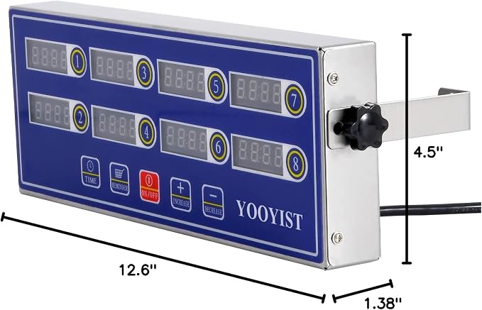 Professional Commercial 8 Channel Multiple Kitchen Timers Digital Calculagraph Programmable Loud for Restaurant Food Fryer Baking Cooking Stainless Steel Heavy Duty.