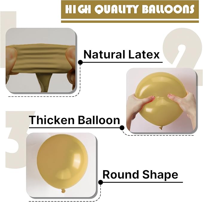 PartyWoo Tan Balloons 100 pcs Different Sizes of 18 12 10 5 Inch Light Brown Neutral Boho Coffee Balloon Arch Kit Garland for Wedding Baby Shower Safari Woodland Birthday Party Decorations Tan-F19