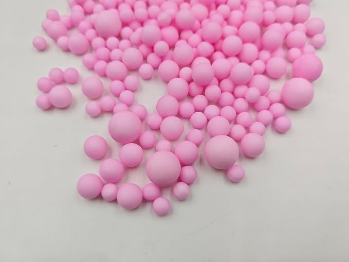 Mixed Edible Pink Sugar Sprinkles, 4.23 oz Candy Pearls Ideal for Baking, Cake and Cupcake Toppers, Cookie Decoration, Ice Cream Topping (7,10,14mm)