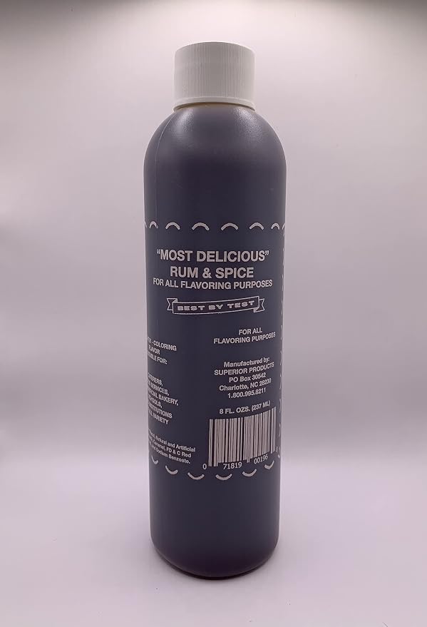 Superior Flavors 8oz Bottle | Cooking and Baking Flavoring | Delicious Substitute for Vanilla Extract | Water Based, and Alcohol Free (Rum & Spice)