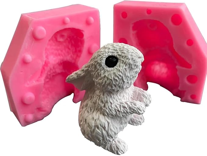 Silicone Mold Kit,3D Rabbit Modeling Silicone Mold Fondant Cake Decorations Christmas Ornaments Easter Rabbit Candle Soap Mould 7.5x7.1x5.4cm