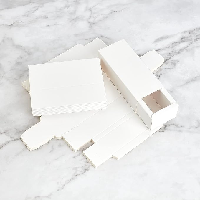 BENECREAT 14PCS White Kraft Packaging Drawer Box 4.8x2x1.5 Inch Cardboard Present Box Gift Wrapping Boxes for Lipstick, Small Perfume Essential Oil Bottle