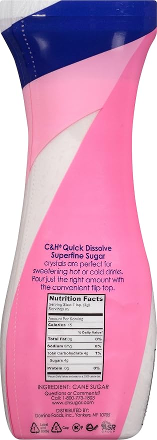 C&H® Superfine Sugar, 12 oz Flip Top Sugar Canisters (Pack of 3)