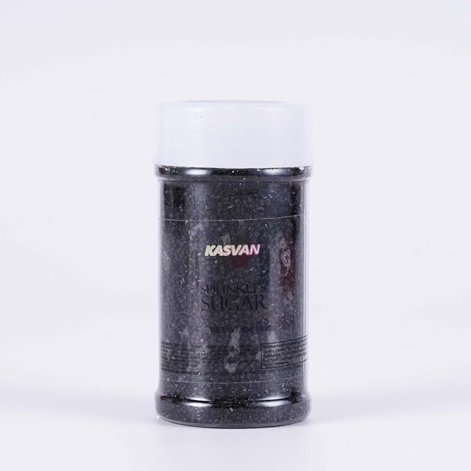 Kasvan Sanding Sugar Sprinkles - Edible Sugar Crystals, Baking Cake Decorations, Ice Cream Toppings cupcake Decorating, Wedding Party Chirstmas Supplies, 85g/3.2oz (Black)