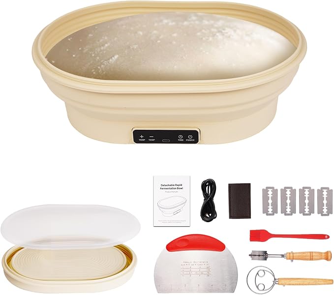 XPXKJ Heating Bread Proofing Basket (11.1×7.2×4.2'') | 77-122℉ 6 Gears Temperature