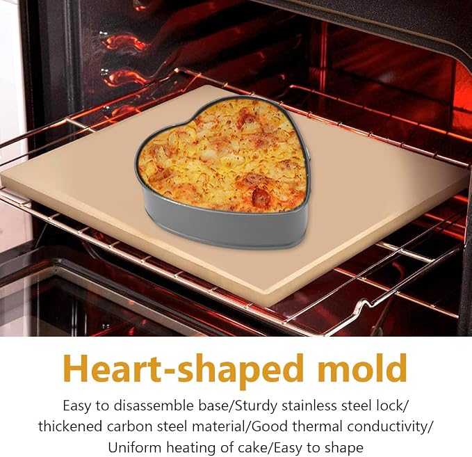 3 Springform Heart Cake Tins Heavy Duty, Double Layer Non-Stick Coating, Removable Base, Heavy Duty Carbon Steel, Perfect for Frozen Desserts - Oven Safe Bakeware (8/9/10 Inch)