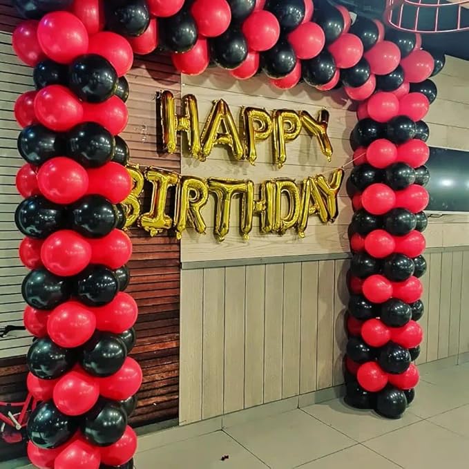 Bezente Red Black Balloons Garland Kit,100Pcs Black Red Balloons and Red Black Confetti Balloons Arch for Wedding Birthday Graduation BBQ Casino Party Prom Party Arch Decoration
