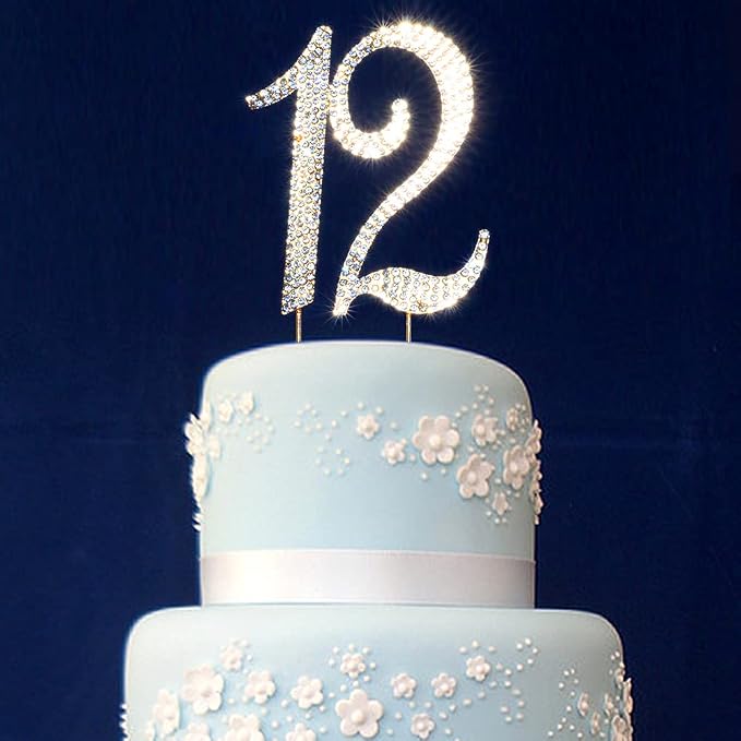 Scotamalone 12 cake topper Premium Bling Rhinestone Diamond Gems for Birthday or Anniversary Party Decoration Ideas