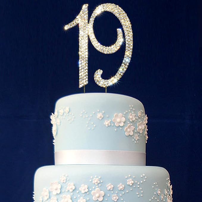 19 cake topper Premium Bling Rhinestone Diamond Gems for Birthday or Anniversary Party Decoration Ideas