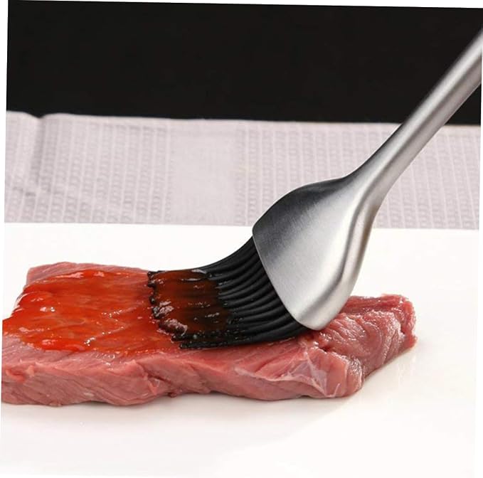 SUPVOX Heat Resistant Silicone Basting Brush with Stainless Steel Handle for Bbq Grilling Baking and Pastry for Meats Cakes Sauces and Marinades