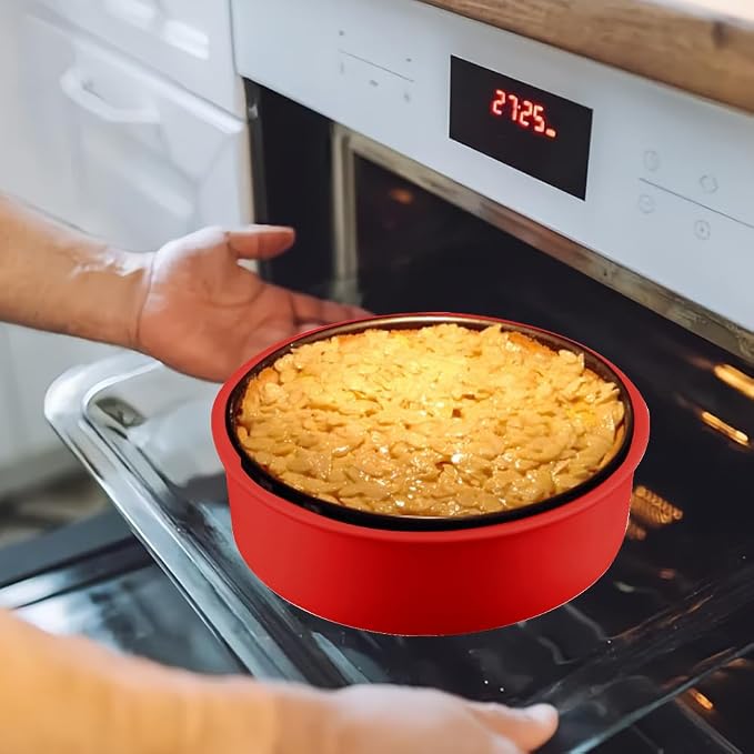 LOQJSS Cheesecake Pan Protector 10‘’ Round Springform Pan Silicone Cheesecake Water Bath Pan Round Cake Pan Baking Mold Preventing Water from Entering the Spring Form Pan(SIZE:10inch/red)