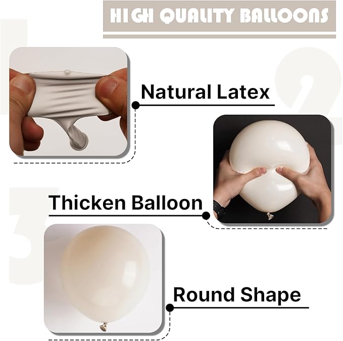 PartyWoo White Sand Balloons 127pcs Different Sizes of 36 18 12 10 5 Inch Off White Beige Cream Ivory Boho Neutral Balloon Arch Kit Garland for Wedding Baby Shower Birthday Party Decorations White-F12