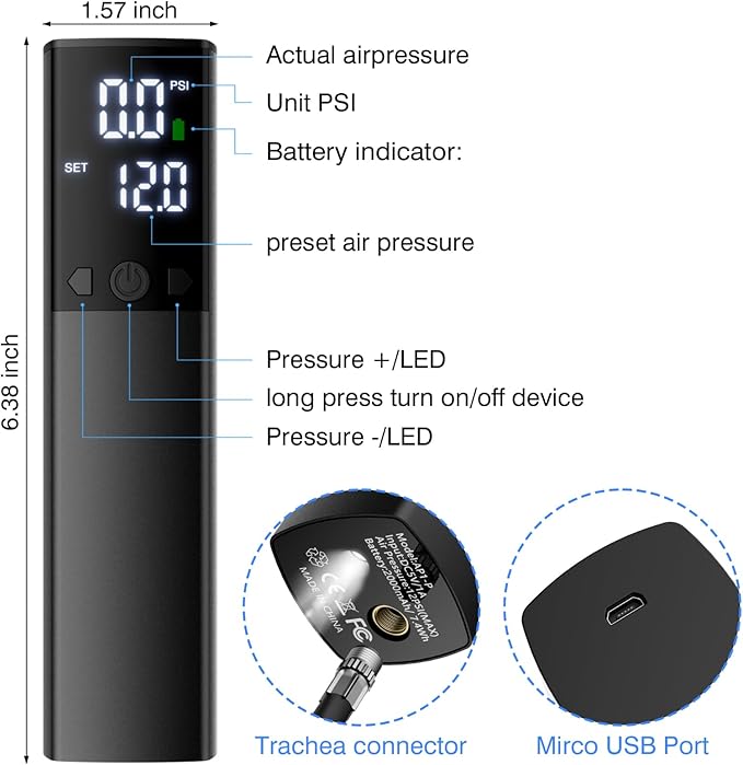 Electric Ball Pump,Smart Air Pump Portable Fast Ball Inflation with Accurate Pressure Gauge and Digital LCD Display for Basketball Football Soccer Volleyball Swimming Ring Balloon(2 Pin and 1 Spout)
