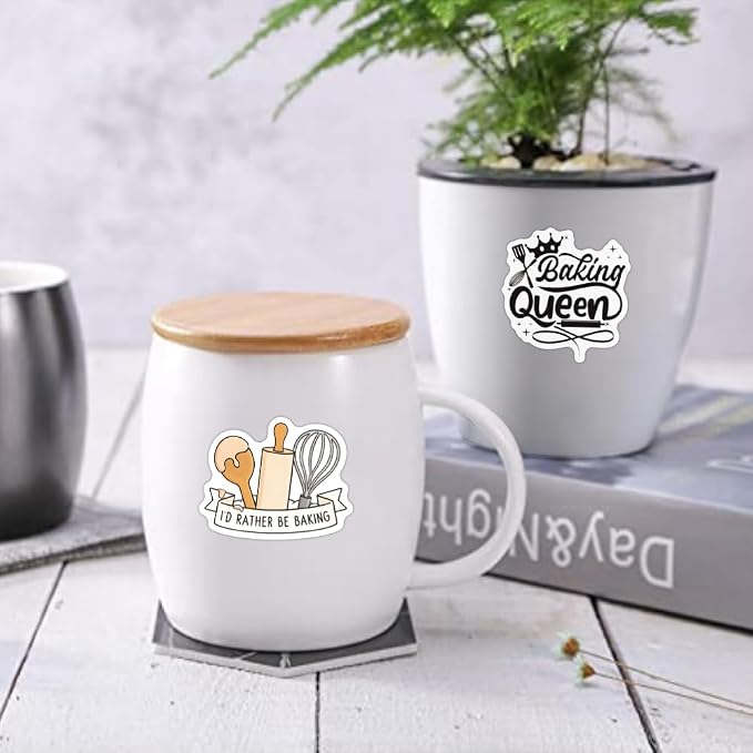 124 PCS Baking Stickers, Waterproof Stickers, Suitable for Water Bottles, Laptops, Baking-Themed Party Decorations, Perfect for Cooking Enthusiasts.