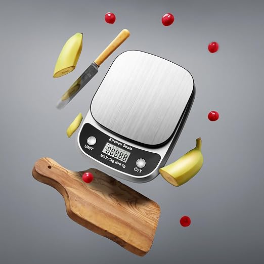 GRAM PRES Food Kitchen Scale Digital Weight Grams and Oz,Professional Small Digital Kitchen Food Scales 3kg/0.1g for Weight Loss