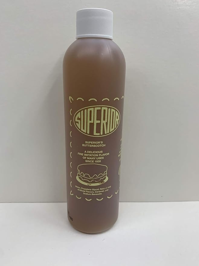 Superior Flavors 8oz Bottle | Cooking and Baking Flavoring | Delicious Substitute for Vanilla Extract | Water Based, and Alcohol Free (Butterscotch)