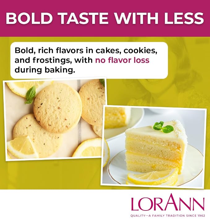 Lorann Oils Lemon Bakery Emulsion: Perfect for Amplifying Citrus Tones in Cakes, Cookies & Desserts, Gluten-Free, Keto-Friendly, Lemon Extract Alternative Essential, 2 oz, 6 Pack