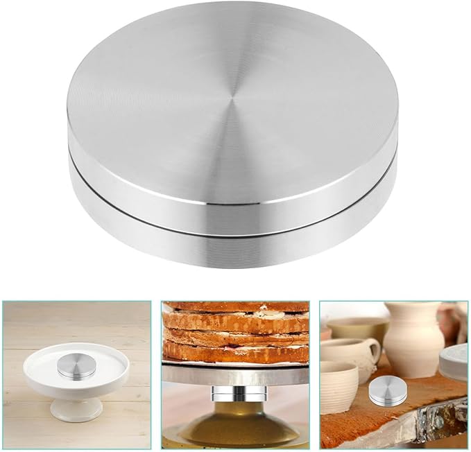 SHINEOFI Aluminum Alloy Turntable Bearing 3.14In Round Rotating Cake Stand Base for Baking Tray Swivel Display and Serving