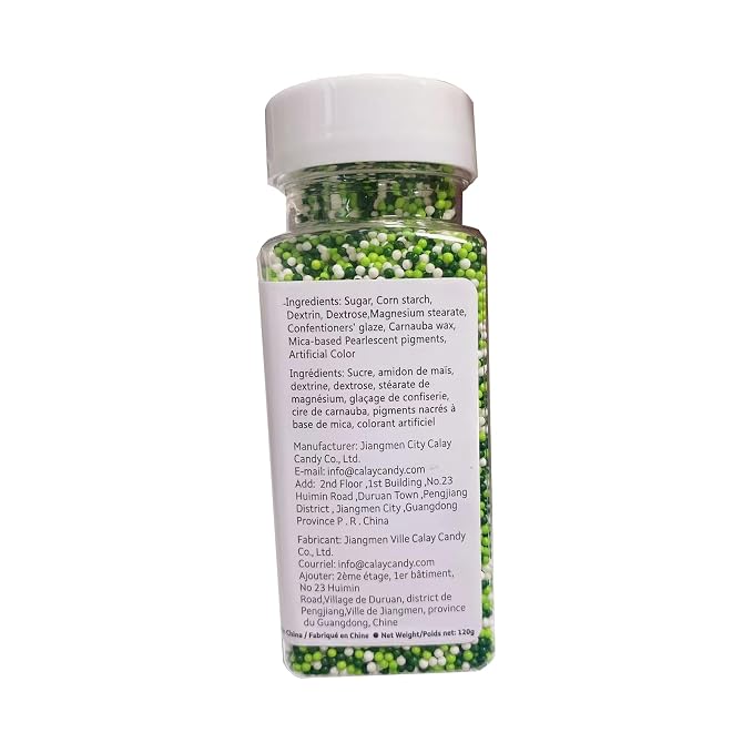 Sentovac Green and White Nonpareils Sprinkles St Patricks Edible 2mm Mini Peals Sprinkle for Cake Decorating Sugar Candy Cookie Cupcake Topper Baking Decorations Christmas St Patricks Supplies