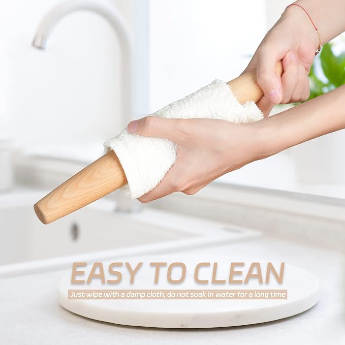 French Rolling Pin for Baking - Tuyotue 11.8 Inches Beech Wood Tapered Rolling Pin Dough Roller for Pizza Dough, Pie Crust Cookie Fondant Dumpling