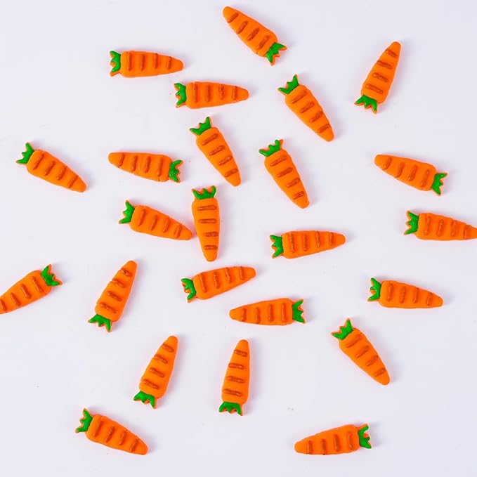 Easter Icing Decoration 24 Counts Edible Carrot Royal Icing Decoration Sugar Sprinkles for Baking Cupcake Topper Cake Ice Cream Cookies Chocolate