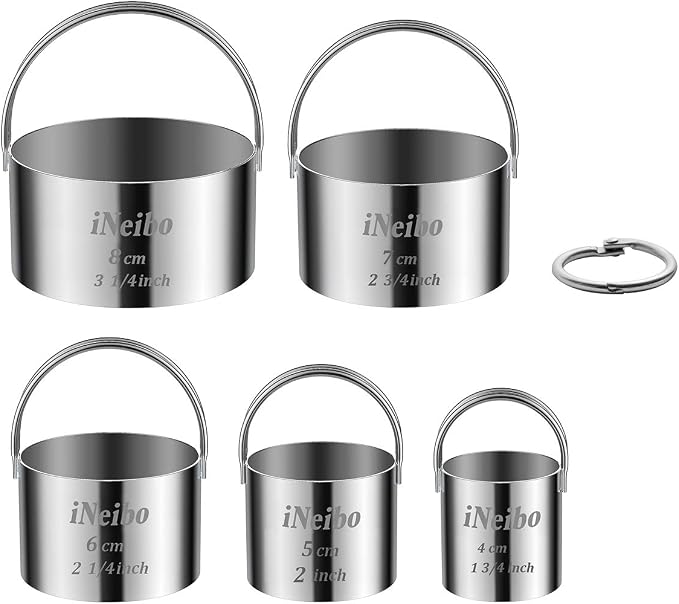 iNeibo Biscuit Cutter Set, Cookie Cutter, Round Shape Circle Scone Cutters, Pastry Dough Baking Cutter, Shapes Pastry Cutter for Dumpling Skin Cutters, Dough, Pastry, Donut, Fondant, DIY, Cake Décor
