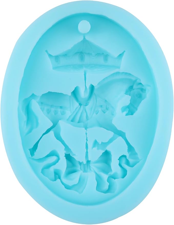 Carousel Horse Silicone Molds Merry-Go-Round Fondant Chocolate Mold for Cake Decorating Cupcake Topper Candy Gum Paste Polymer Clay