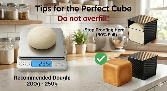 2-Pack Mini Pullman Loaf Pan with Lid, 4 Inch Nonstick Small Bread & Dessert Baking Pans, Mini Loaf Pans for Square Cakes, Pound Cake, Brownies & Individual Treats