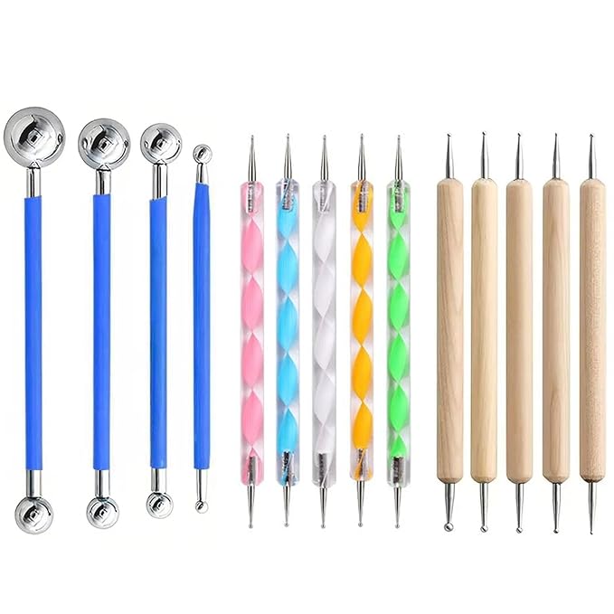 14Pcs Ball Stylus Pottery Tool Set, Blue Embossing Tool, Dual-Ended Multi-Size Clay Sculpting Dotting Tools, Professional Modeling Tools for Pottery, Polymer Clay, Nail Art, Fondant & DIY Crafts