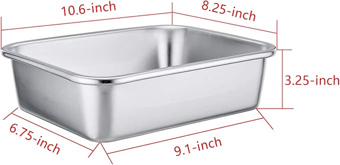 TeamFar Rectangular Cake Pan Brownie Pan, Stainless Steel Lasagna Casserole Baking Pan, 8’’x10’’x3’’, Rust Free & Non Toxic, Easy Clean & Dishwasher Safe