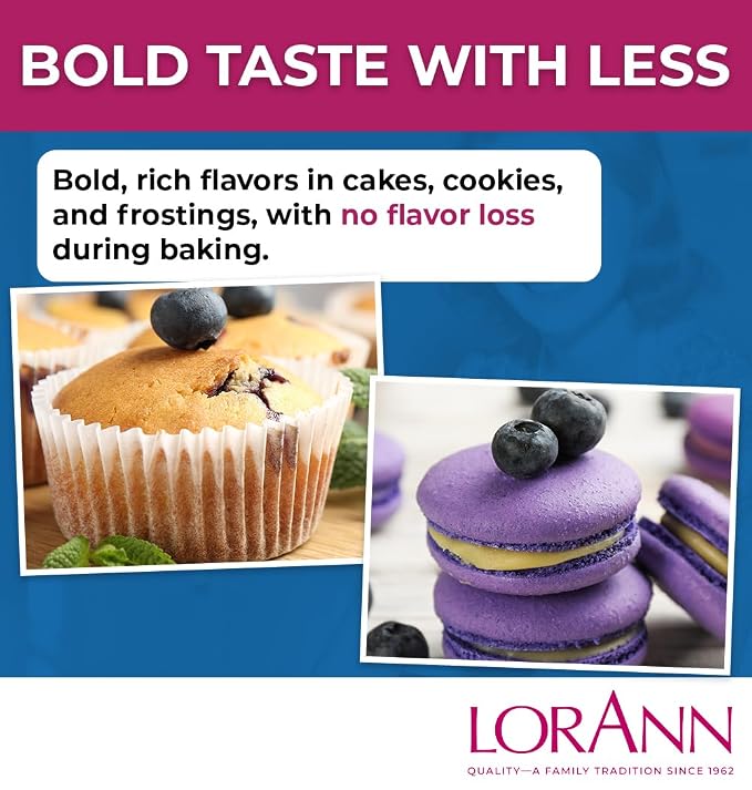 Lorann Oils Blueberry Bakery Emulsion: Realistic Blueberry Flavor, Perfect for Elevating Berry Notes in Baked Goods, Gluten-Free, Keto-Friendly, Blueberry Extract Substitute Essential for Your Kitchen