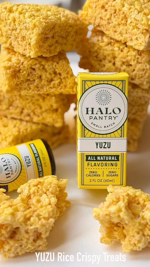 Natural YUZU Flavoring Extract by HALO PANTRY (2oz bottle) | Water-Soluble, Dye-Free/Colorless, Gluten-Free, Dairy Free, Zero Sugars, NO Sweeteners, NO Calories | Perfect for customizing ANY baking, candy, dessert or drink recipes