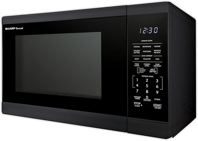 SHARP Countertop Microwave Oven with Removable 12.4" Carousel Turntable, 1100 Watt, 1.4 Cubic Feet, Black
