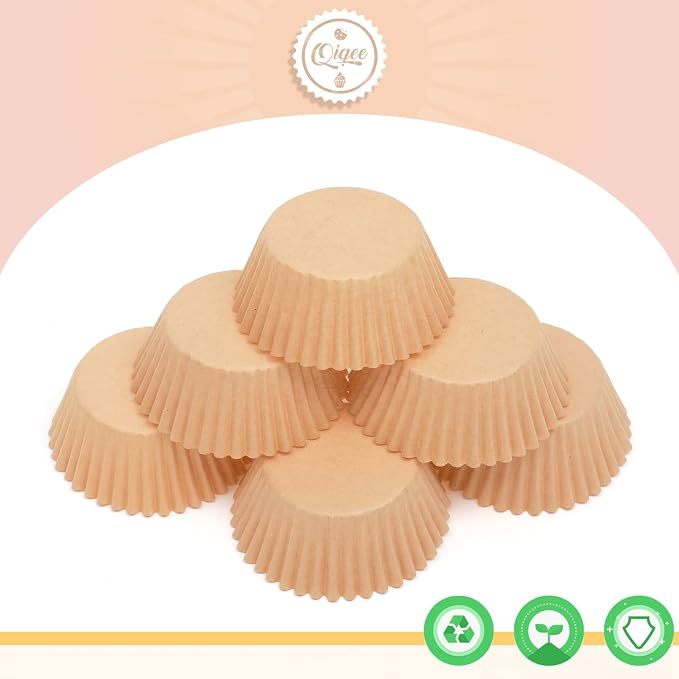 qiqee 1000pcs Natural Cupcake Liners Muffin Linner No Smell, Food Grade Baking Cups(Standard Size)