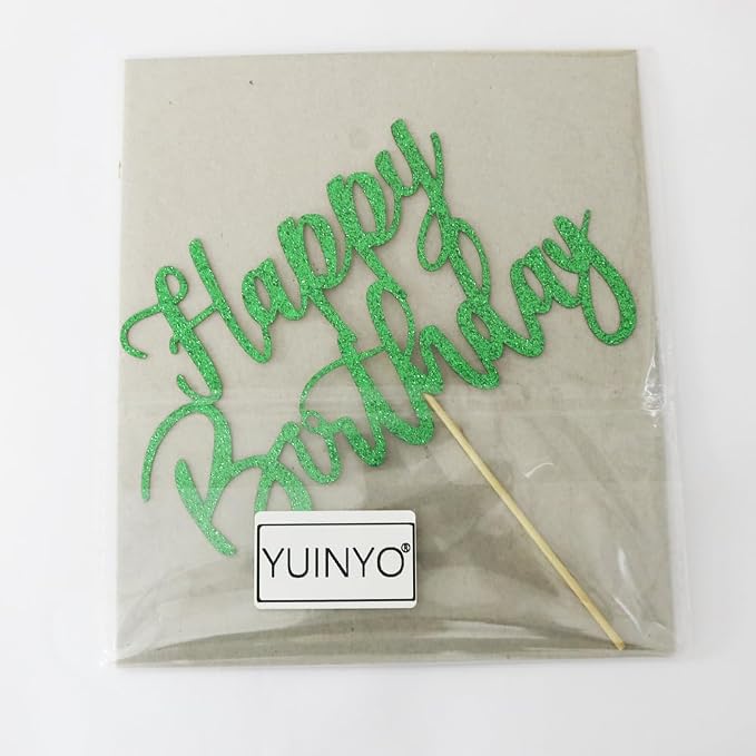 Handmade Glitter happy birthday Cake Topper, Happy Birthday Cake Bunting Decor,Birthday Party Decoration Supplies (green)