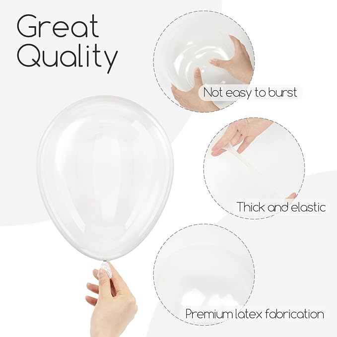 120pcs Clear Balloons, 18 12 10 5 inch Transparent Balloons Different Sizes Clear Balloon Garland for Baby Shower Wedding Bridal Shower Birthday Party Decorations
