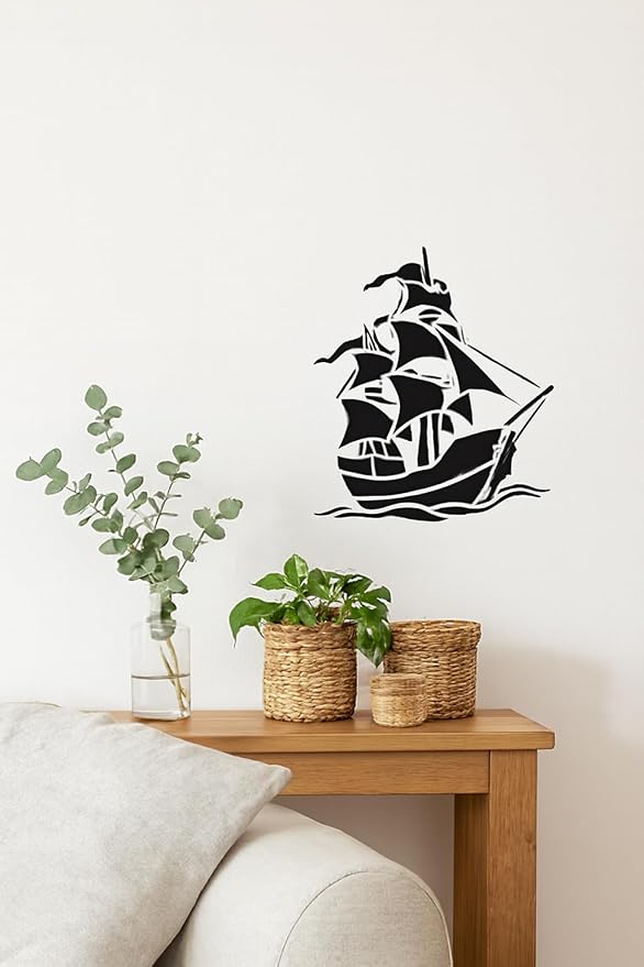Ship Stencil – Nautical Travel Adventure Design Template Pattern Reusable Art Stencil for Painting, Crafting and DIY Projects