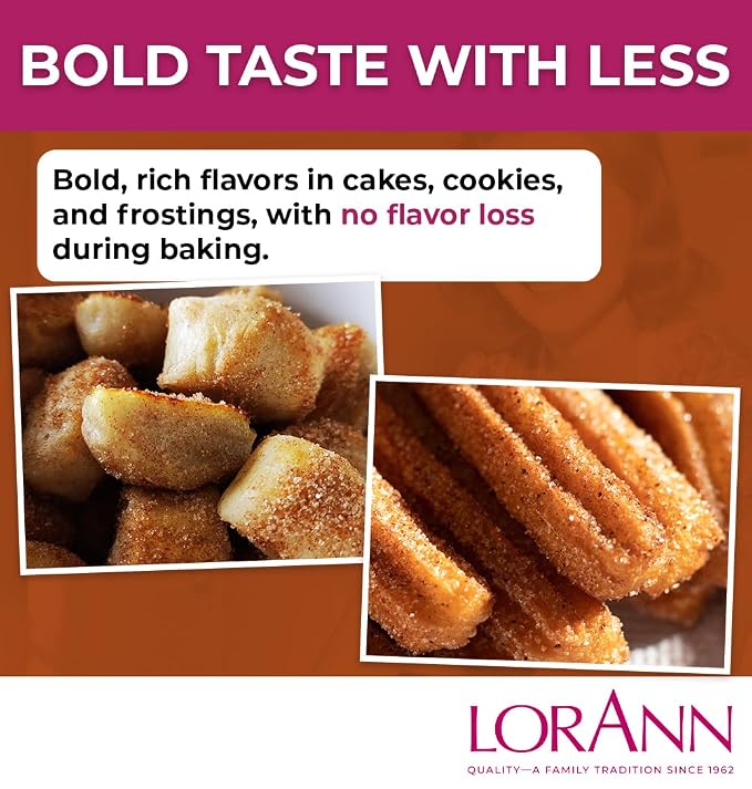 Lorann Oils Cinnamon Spice Bakery Emulsion: True Cinnamon Essence, Perfect for Enhancing Spiced Undertones in Baked Goods, Gluten-Free, Keto-Friendly, Cinnamon Extract Alternative for Your Kitchen