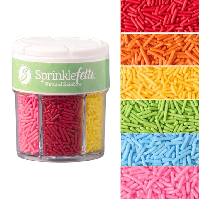 Sweets Indeed Dye Free Rainbow Jimmies 6 Cell Jar – No Artificial Dyes Sprinkle Set for Baking & Decorating Cupcakes, Cookies, Cakes & Desserts – 2.75 ounces
