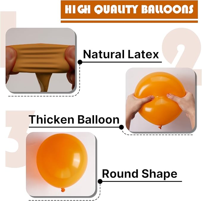 PartyWoo Burnt Orange Balloons 100 pcs Different Sizes of 18 12 10 5 Inch Terracotta Rust Fall Color Latex Balloon Arch Kit Garland for Thanksgiving Halloween Birthday Party Decorations Orange-F53