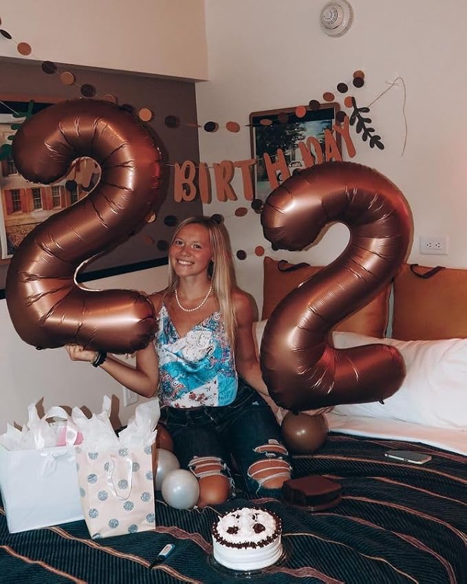 Dark Brown Number 12 Balloon 40 inch, Coffee Brown 12 Number Balloons, 12th Birthday Decorations, Chocolate 12 Year Old Girls Boys Dark Brown Party Supplies