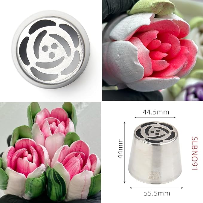 8 Pieces Stainless Steel Extra Large Russian Piping Tips Set,Flower Icing Nozzles with 1 Cleaning Brush,1 Small Leaf Icing Tip for Making Marshmallows,Cupcakes Bouquet,Buttercream Baking Tools