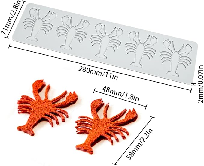 mostsom Sugarcraft Lace Mold Cake Border Decoration Lace Mat for Fondant Wedding Cake Decorating Baking Cake Decorating Crayfish Tools (E_ Crayfish)