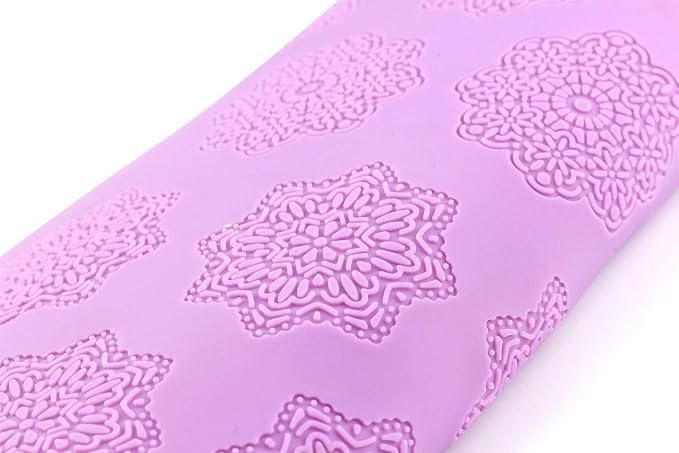 HiParty Snowflake Flower Pattern Silicone Lace Mat Sugar Craft Impression Mold Edible Cake Decorating Wedding Decoration Floral Imprint Border Brim Decor Fondant Decorative Embossing Baking Tools