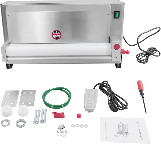 Electric Pizza Dough Roller Sheeter Commercial Automatic Pizza Dough Press Machine Stainless Steel Pastry Press Making Machine Pastry Pizza Bread Press Forming Processor for Home Restaurant (4-19 in)